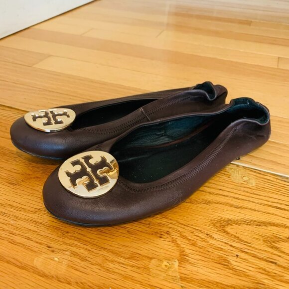 Tory Burch Shoes - Well worn Women Tory Burch work flat shoes Size US 7.5 EUR 38 Leather